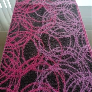 Vintage 80s Acrylic Wool Scarf Black Purple Pink Fuchsia Made in France
